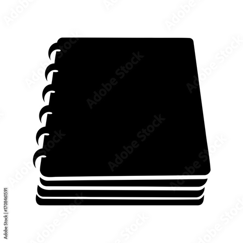 Black and White Spiral Notebook Icon for Notes, Diary and Personal Use