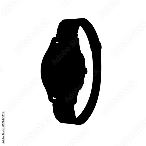 Silhouette of a smartwatch with a strap, showing time and technology