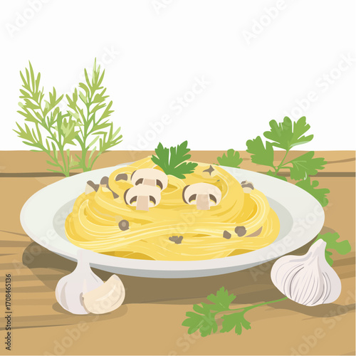 italienische Pasta mit Pilzen