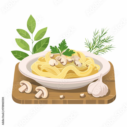italienische Pasta mit Pilzen