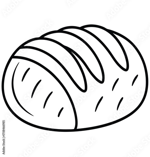 A delicious loaf of fresh baked bread, a vector illustration of a sweet breakfast bakery icon