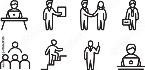 Professional at Desk with Laptop Icon Symbolizing Remote Work and Digital Communication in Business