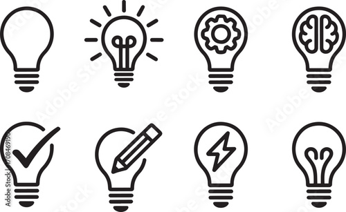Simple Light Bulb Icon Vector Illustration Representing Idea Generation and Conceptual Thinking Process