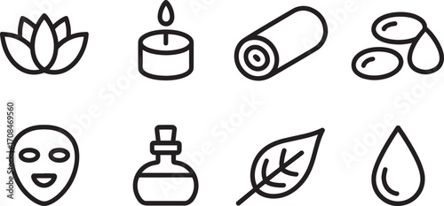 Spa Outline Icons Set Wellness Treatment Vector Illustration Isolated Modern Design Elements