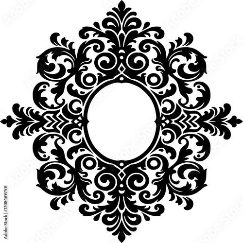 Ornamental Floral Design: A detailed and symmetrical design with elaborate swirling floral elements, creating a classic and sophisticated artistic expression.