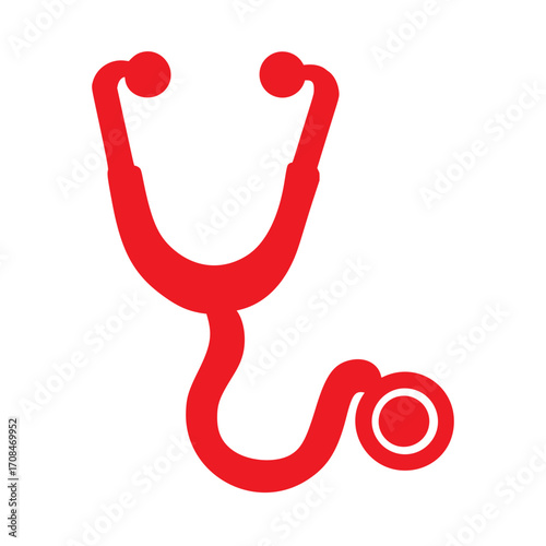 Red Stethoscope Illustration Healthcare and Medical Diagnostic Tool for Doctors and Nurses