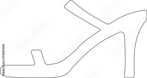 Ladies shoes icon.women's shoes footwear and elegant style and design trends.wedge heels sketch icon line art vector illustration.leather shoes heel icon black and white vector sign.