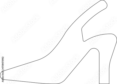 Ladies shoes icon.women's shoes footwear and elegant style and design trends.wedge heels sketch icon line art vector illustration.leather shoes heel icon black and white vector sign.