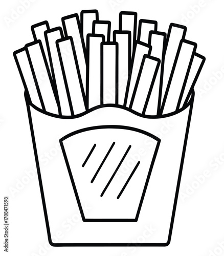 French fries vector illustration in a recycling bin container