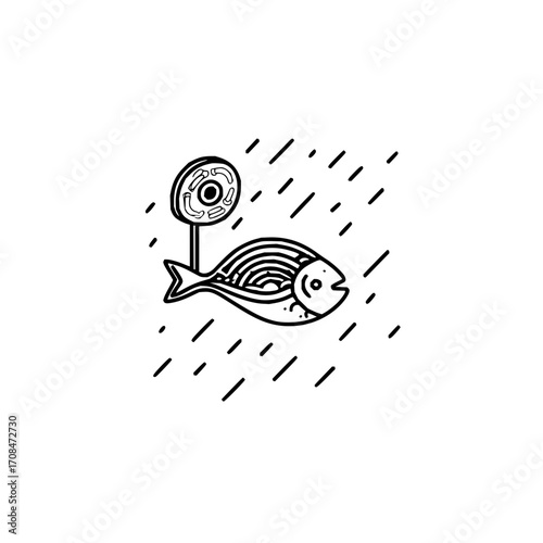 Fish art print whimsical illustration lollipop sea life graphic design digital artwork modern drawing vector 100