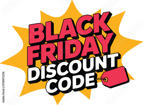 Dynamic black friday discount code graphic for bold retail promotions and sales