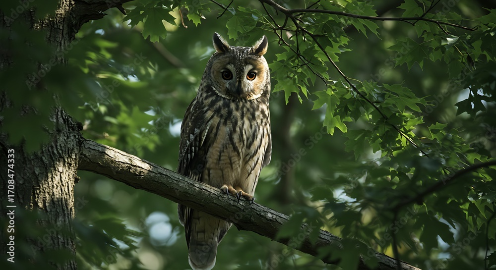 Obraz premium Owl perched on branch