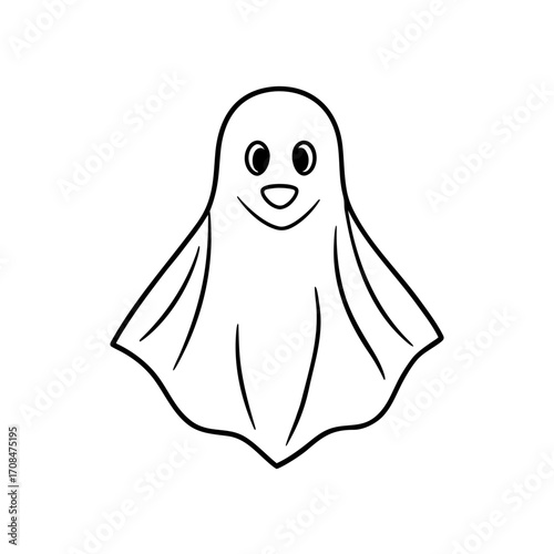 Simple cartoon drawing of ghost on transparent background