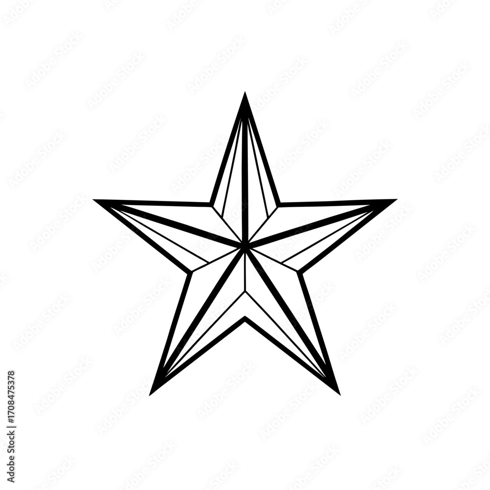 Fototapeta premium Outlined five pointed star art on transparent background