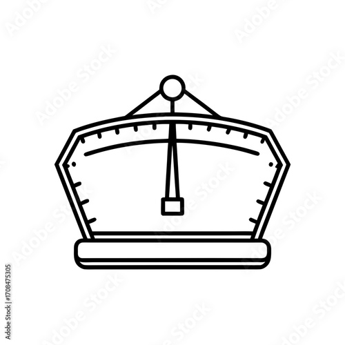 Outline of a weighing scale on transparent background