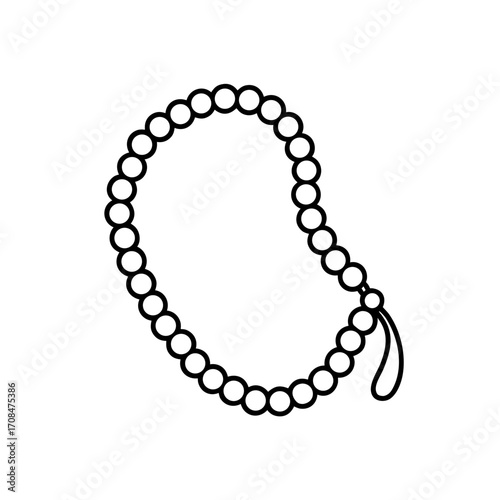 Outline drawing of prayer beads on transparent background