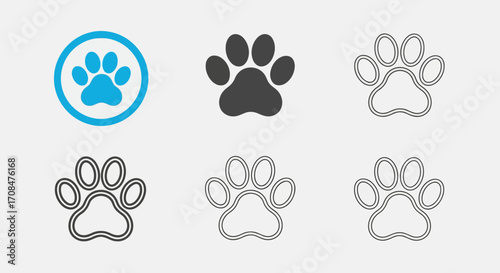 Paw Print Set: A collection of varied paw print designs, each embodying the iconic imprint of a furry companion, offering a range of visual options for any creative endeavor. 