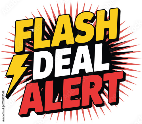 Bold flash deal alert graphic with lightning bolt for urgent sales promotions