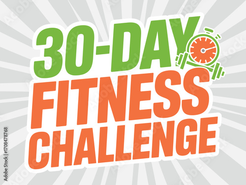 Announce your vibrant 30-day fitness challenge with this exciting graphic design