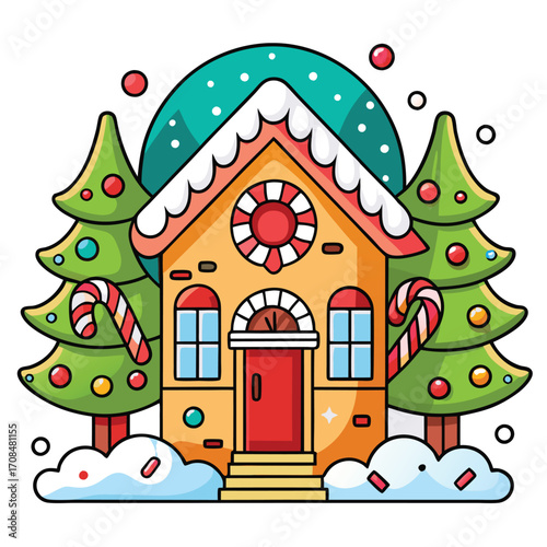 a cute gingerbread house with candy decorations