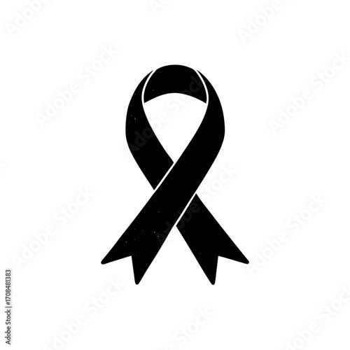 Simple black ribbon on a white background on transparent background