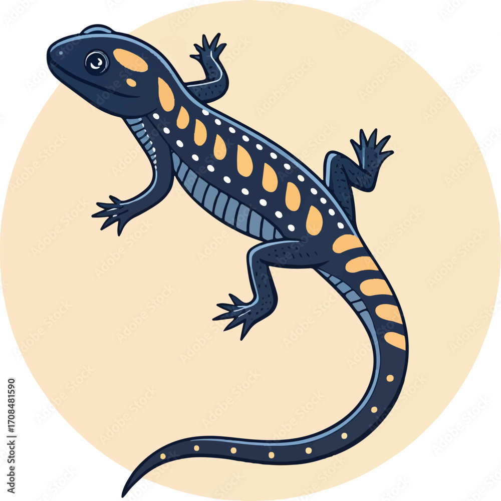 Fototapeta premium Cartoon Lizard Illustration with Spots Isolated on White Background