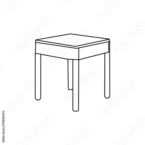 A clean, simple line drawing of a square side table.