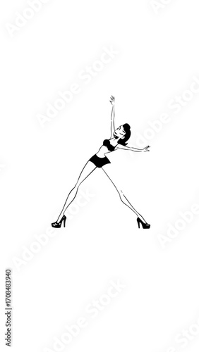 Wallpaper Mural Beautiful woman dancing black and white vector illustration elegant graceful artistic silhouette design Torontodigital.ca