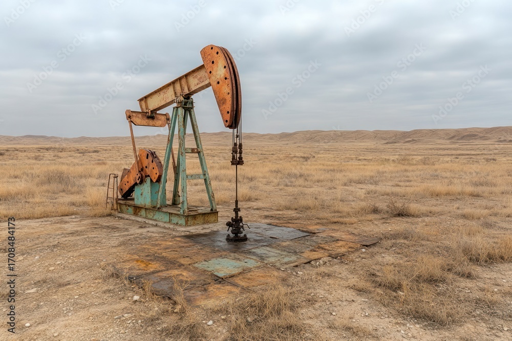 Fototapeta premium Focused oil extraction and refining process in petroleum industry