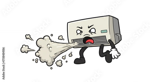 Cartoon air conditioner blowing