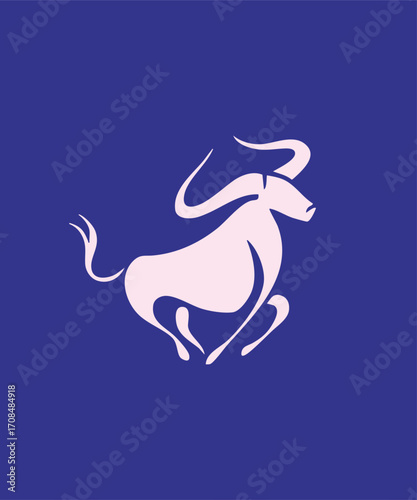 Running Bull Stylized Vector Illustration for Logo and Design
