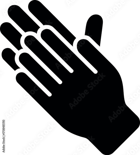 Minimalist black and white icon design two hands clapping gesture symbol for approval and celebration vector