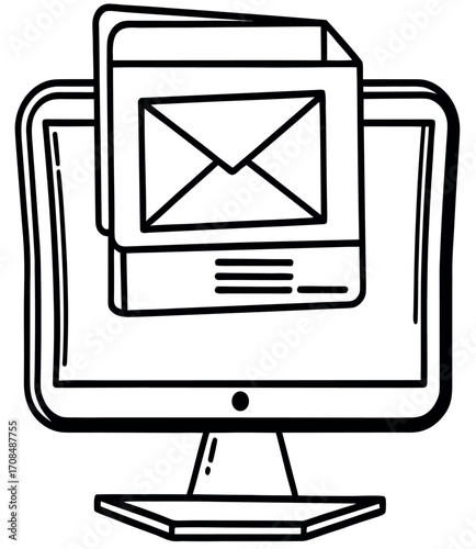 Email icon illustration showing envelope symbol for communication and messaging on web and technology platforms