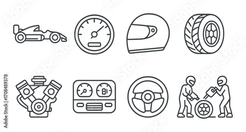 Journalism tools: icons of laptop, microphone, camera, typewriter, male figure