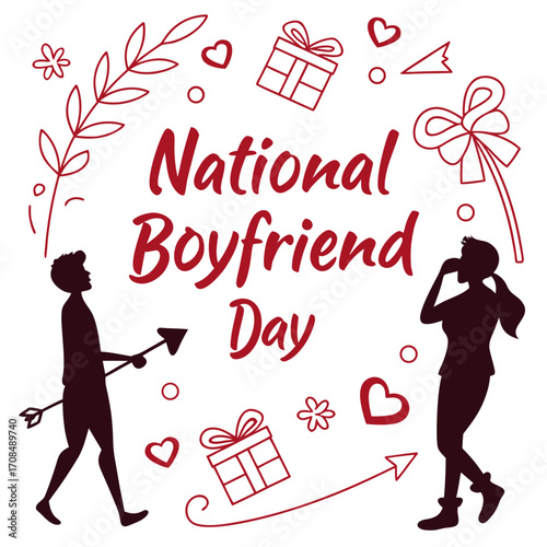 NATIONAL BOYFRIEND DAY vector illustration
