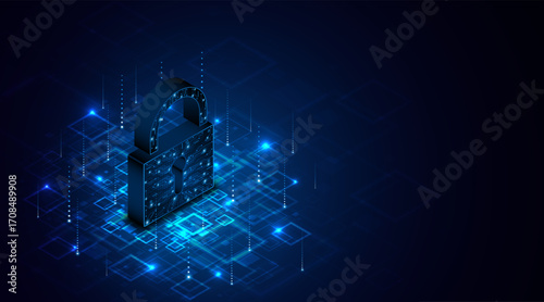 Lock icon. Cyber ​​security and data protection concepts and privacy. Innovative concept of advanced safety technology	