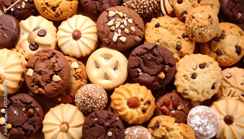 Assorted Delicious Cookies: Close-up of Various Sweet Treats