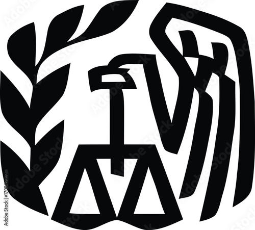Black vector icon of a Chinese calligraphy character symbol illustration design