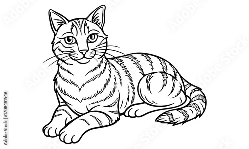 Whiskers Cat, kids line art doodle pattern design t shirt silhouette and vector, intricate line art design, relaxing printable, high-quality illustration for stress relief, art therapy activity.