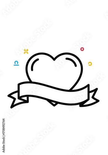 A stylized heart with a banner beneath it symbolizing love and belonging.