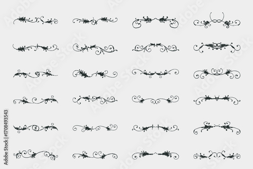 Collection of twenty elegant decorative flourishes dividers creating refined visual interest