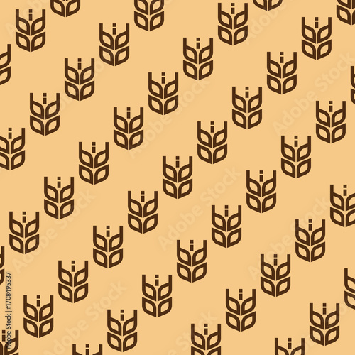 Abstract Wheat Pattern. Brown and Beige Minimalist Design