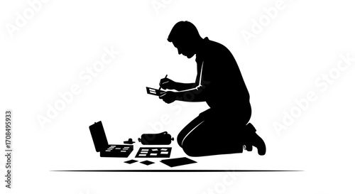 planning,strategy,project,business,entrepreneur,detail,focus,work,concept,idea,creative,man,person,silhouette,isolated,white,background,professional,task,organization,research,startup,development,desi