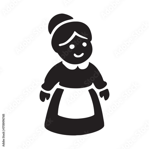 Simple stylized icon of a happy elderly woman