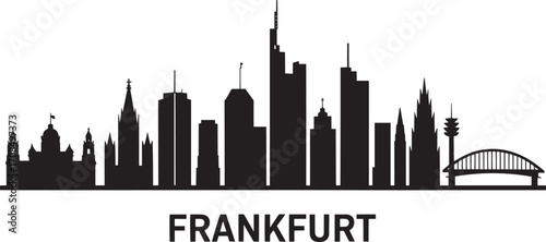 Frankfurt Skyline Silhouette Vector Graphic with City Name on a Transparent Background Design