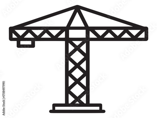 Modern construction industry illustration in minimal vector line art