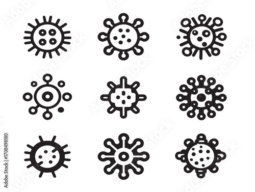 Clean covid safety vector symbols in elegant line art drawing