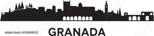 Granada Cityscape Silhouette Vector Illustration with Detailed Skyline and Urban Architecture Design