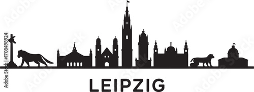 Leipzig Skyline Silhouette Vector Illustration A Detailed Cityscape Depiction of German Urban Architecture