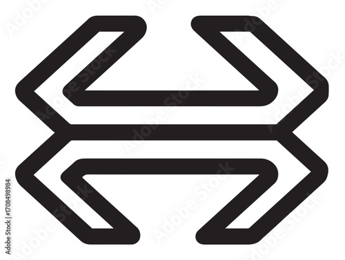 Stylish two way arrow outline illustration in minimal line art